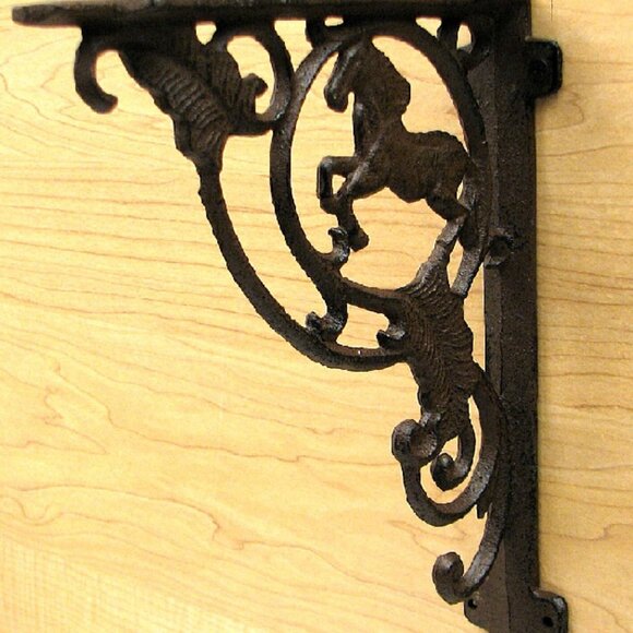 Two (2) Cast Iron Horse Corner Shelf Bracket 9 3/4" tall Home Décor 0170-15009 - Picture 9 of 16